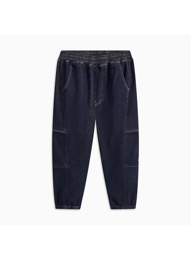 Mqd Boys' Fleece-lined Warm Jeans, New Winter Style For Older Children, Casual Long Pants, Trendy - Image 3