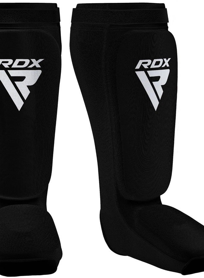 Rdx Shin Guards Kickboxing Muay Thai, SATRA Approved, MMA Leg Instep Protection Pads, Sparring Training Martial Arts Boxing, Elasticated Padded Protector, Karate BJJ Taekwondo Gear, Men Women - Image 1