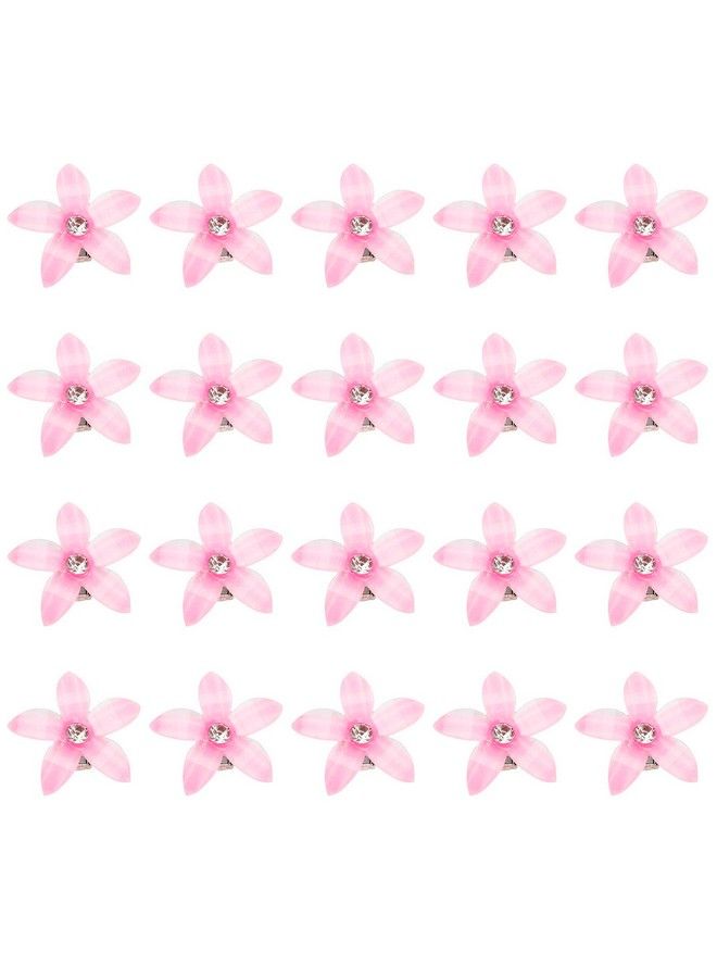 Wecoe 20 Pcs Small Flower Hair Clips Girls Tiny Mini Pink Hair Clips Kids Baby Toddler Flower Girls Cute Crystal Decorative Hair Clips Decoration Y2K Valentines Day Hair Accessories Women Girls Gift - Image 2