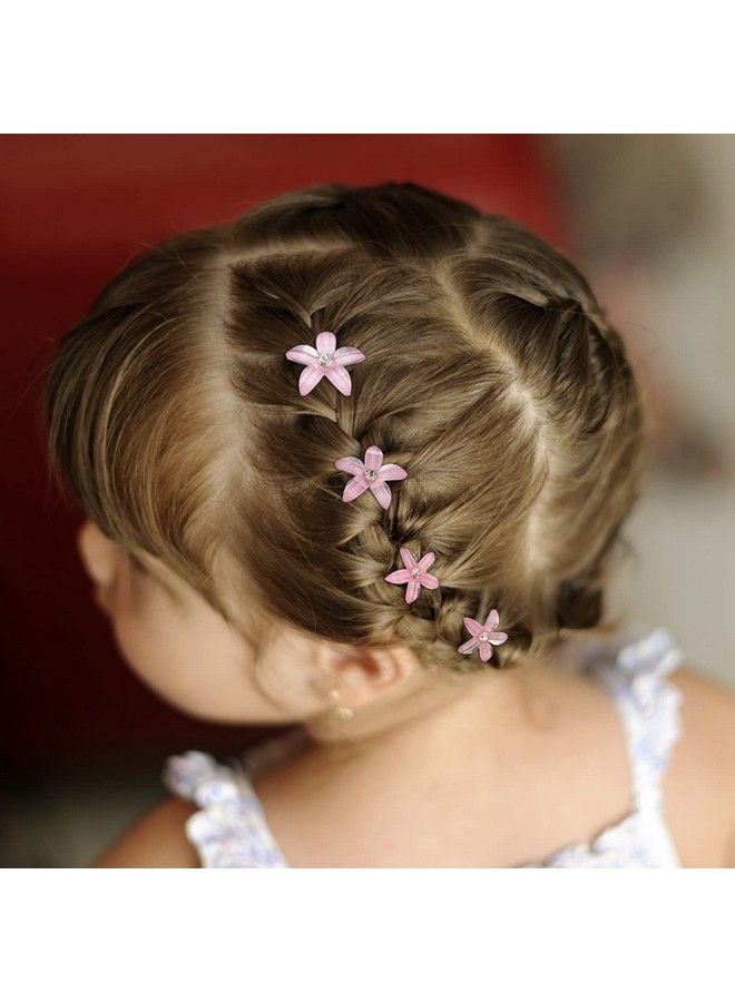 Wecoe 20 Pcs Small Flower Hair Clips Girls Tiny Mini Pink Hair Clips Kids Baby Toddler Flower Girls Cute Crystal Decorative Hair Clips Decoration Y2K Valentines Day Hair Accessories Women Girls Gift - Image 3