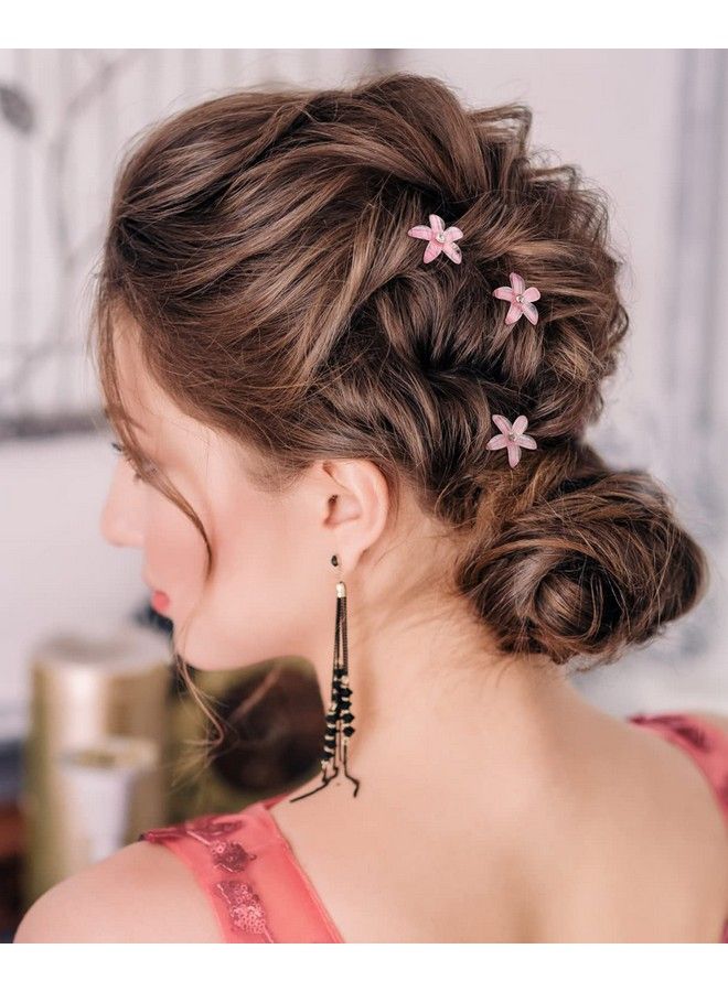 Wecoe 20 Pcs Small Flower Hair Clips Girls Tiny Mini Pink Hair Clips Kids Baby Toddler Flower Girls Cute Crystal Decorative Hair Clips Decoration Y2K Valentines Day Hair Accessories Women Girls Gift - Image 5