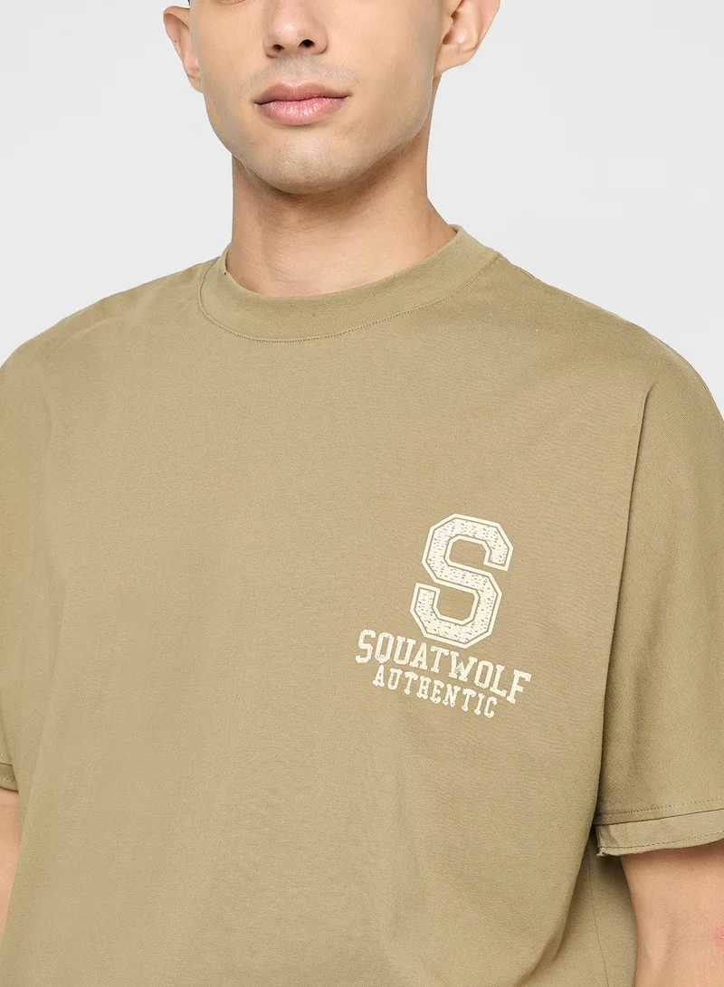 SQUATWOLF Golden Era Oversized Distressed Multi Logo Tee