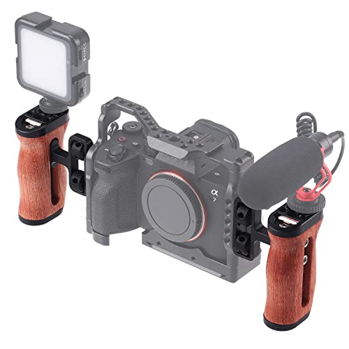 FOEASY Foto4easy Universal Camera Wooden Side Handle,Adjustable Up and Down Side Handle Grip with 1/4"-20 Screw Hole and Cold Shoe Mount for DSLR Camera Cage and Camnera Accessories - Image 5