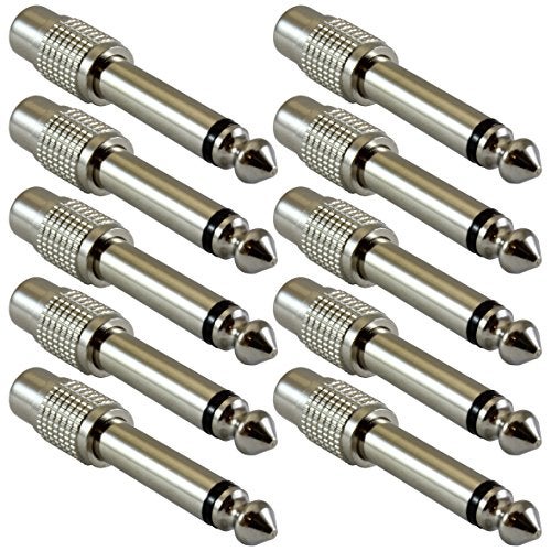 GLS Audio Store RCA to 1/4 TS Adapter - RCA Female to 1/4 Inch Male Mono TS Plug Adapter - All Metal Connectors with High Grip Treads - 10 Pack﻿ - Image 5