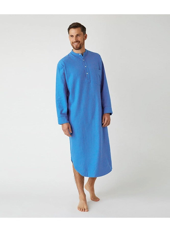 NIBEMINENT Fashion Muslim Men's Robe Long Sleeve Button Solid Color Printed Shirt  - Image 2