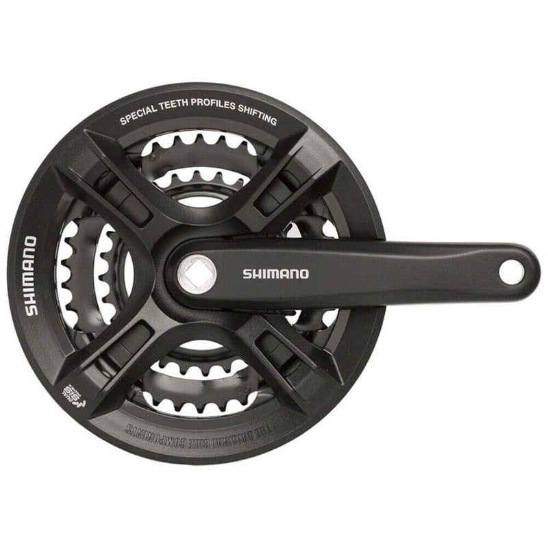 SHIMANO مجموعة الكرنك شيمانو ألتوس FC-M311 - 170 مم، 7/8 سرعات، 42/32/22t، ملحومة، واجهة عمود مربع JIS، أسود، مع واقي سلسلة - Image 2