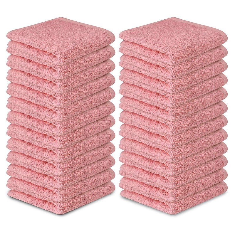 Softolle 100% Cotton Washcloths 24 Pack (12x12 Inches) Soft, Highly Absorbent Washcloth, Face Towels, Wash Cloths for Face, Ring Spun, Bulk Pack (Pink) - Image 5