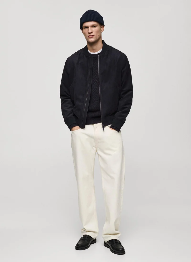 Mango Man Suede-Effect Bomber Jacket