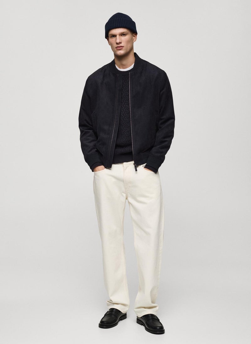 Mango Man Suede-Effect Bomber Jacket  - Image 5
