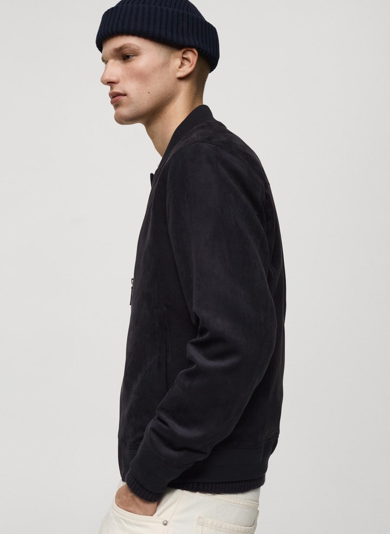 Mango Man Suede-Effect Bomber Jacket  - Image 3