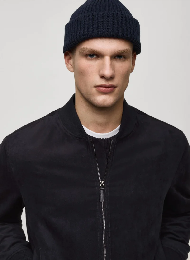 Mango Man Suede-Effect Bomber Jacket