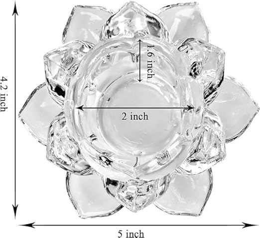 GRETZOMALL GRETZOMALL Glass Lotus Flower Tea Light Candle Holder Exquisite Crystal Diya for Diwali Perfect and Creative for Home Dcor Transparent Pack of 1 - Image 3