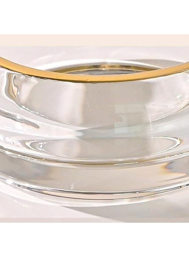Large, transparent, gold, elegant, windproof crystal glass ashtray with 3 grooves, a modern decorative ashtray for home, office, hotel, and living room, elegant glass (design 2) - Image 1