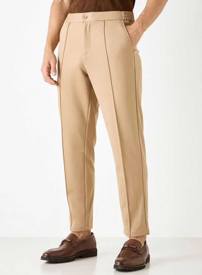 Iconic Iconic Solid Slim Fit Trousers with Pockets