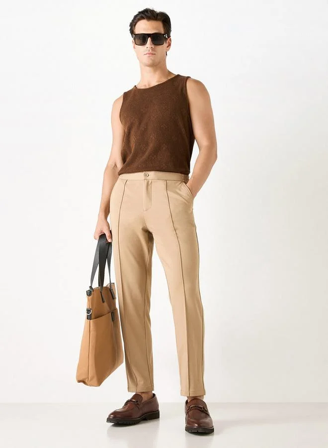 Iconic Iconic Solid Slim Fit Trousers with Pockets