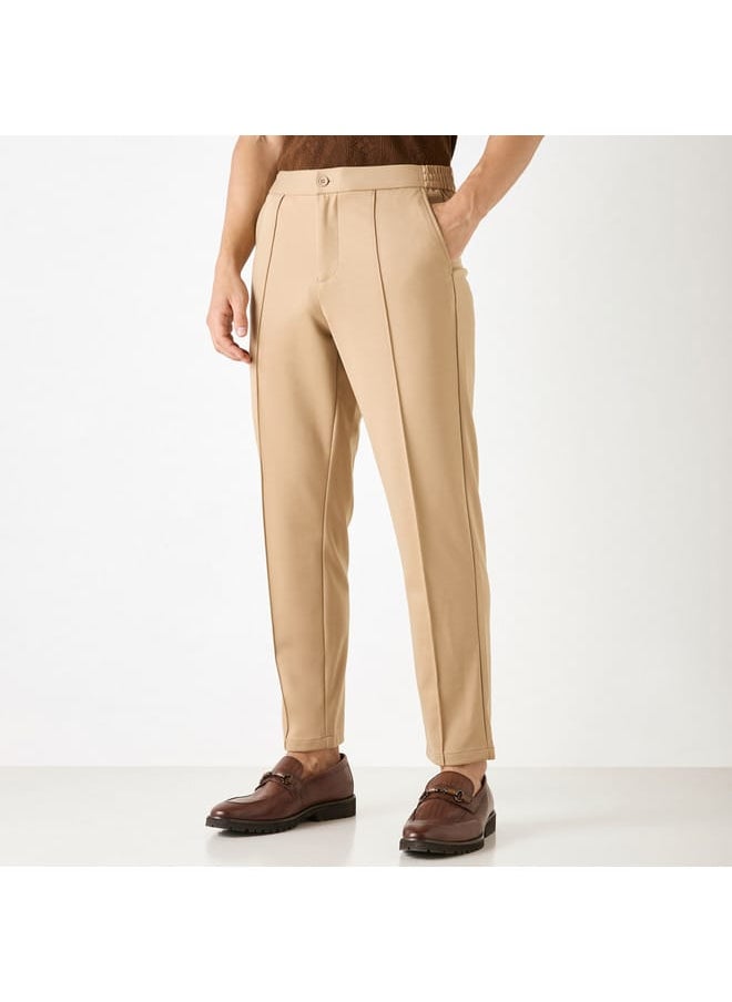 Iconic Iconic Solid Slim Fit Trousers with Pockets  - Image 1