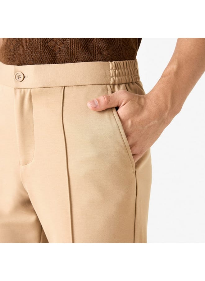 Iconic Iconic Solid Slim Fit Trousers with Pockets  - Image 4