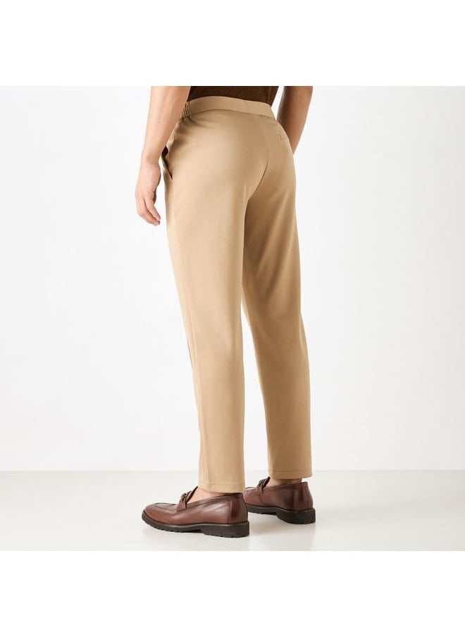 Iconic Iconic Solid Slim Fit Trousers with Pockets  - Image 3