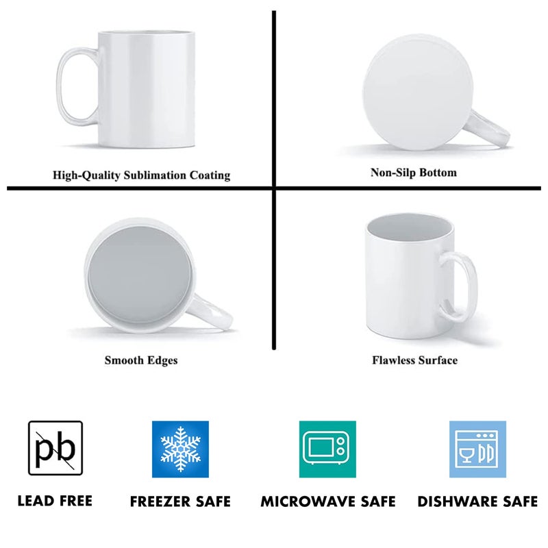 Holywarm Sublimation Mugs White Coffee Mugs 11oz Sublimation Coffee Mugs AAA Coating Ceramic Mugs with Large Handle Sublimation Blanks White Mugs Coffee Mug Set with Gift BoxesSet of 6 - Image 3