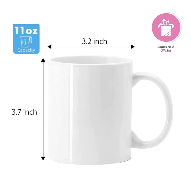 Holywarm Sublimation Mugs White Coffee Mugs 11oz Sublimation Coffee Mugs AAA Coating Ceramic Mugs with Large Handle Sublimation Blanks White Mugs Coffee Mug Set with Gift BoxesSet of 6 - Image 2