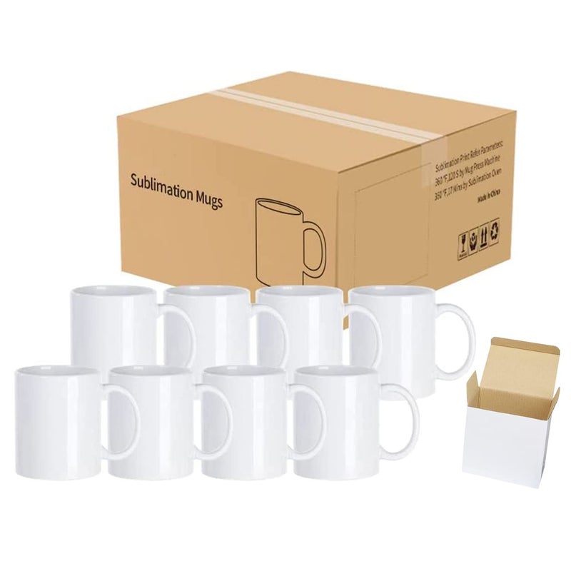Holywarm Sublimation Mugs White Coffee Mugs 11oz Sublimation Coffee Mugs AAA Coating Ceramic Mugs with Large Handle Sublimation Blanks White Mugs Coffee Mug Set with Gift BoxesSet of 6 - Image 4