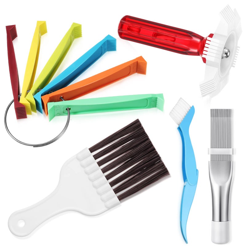 Chengu CHENGU 5 Pieces Air Conditioner Fin Cleaner Set 3 Different Fin Comb Condenser Fin Straightener and 2 Different Brush Condenser Complete Category Evaporator Radiator Repair Clean Set 
