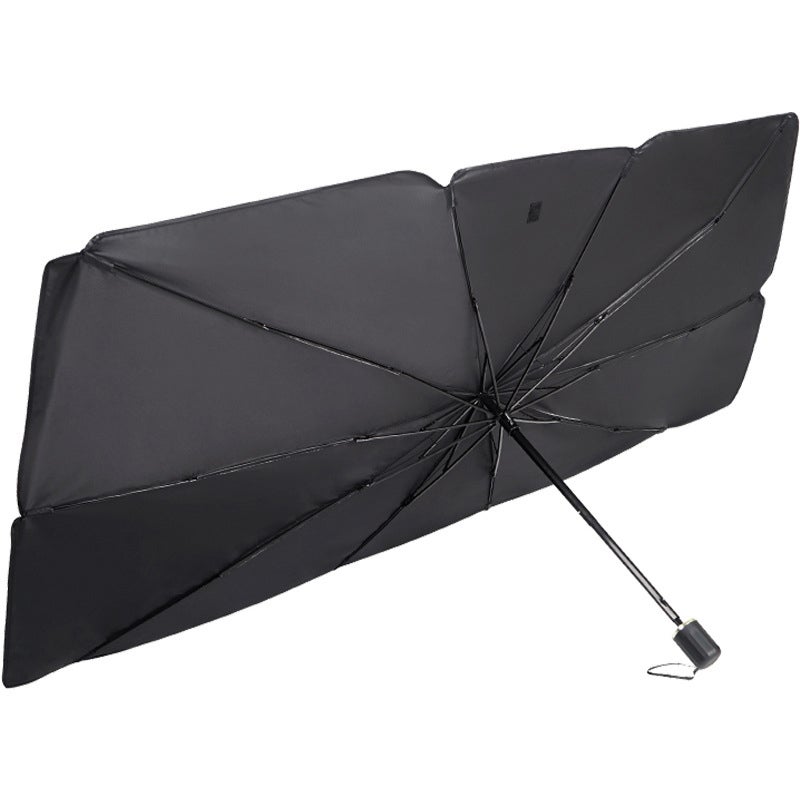Large Silver Car Windshield Sun Shade - High-Quality Durable Heat-Resistant Material, Instant Install Foldable Design With Leather Sheath for Most Sedan Truck Van Drivers - Image 1