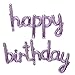 YPSelected Happy Birthday Balloons 16 Inch Hanging 3D Birthday Banner Silver Foil Cursive Script for Kids and Adults Birthday Party Decorations Supplies Purple - Image 2