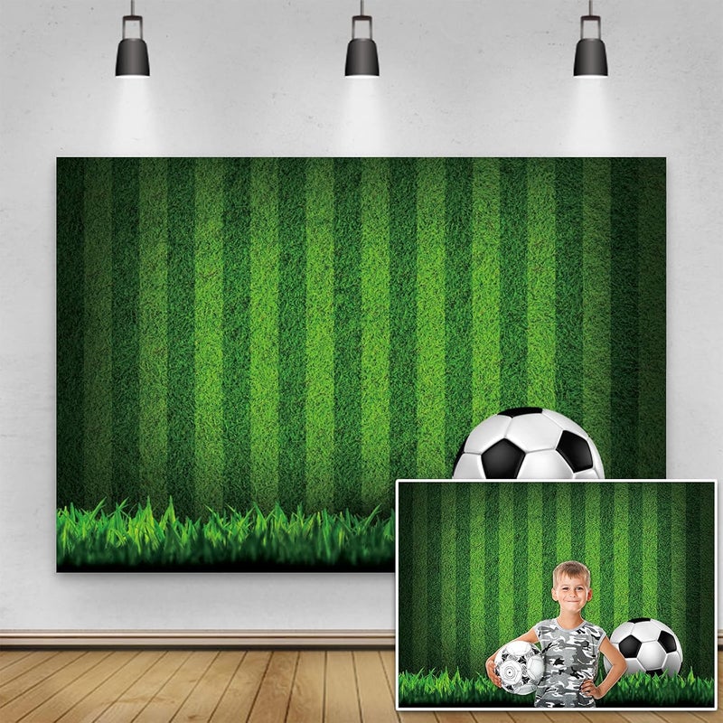 Yeele خلفية ملعب كرة القدم 10x8 قدم من ييل مع عشب أخضر لتصوير الأطفال وديكورات حفلات عيد الميلاد - Image 1