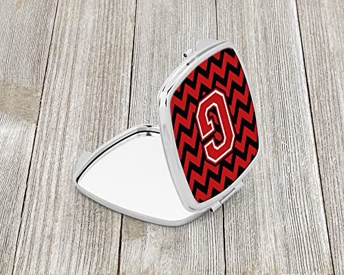 Caroline's Treasures CJ1047-GSCM Letter G Chevron Black and Red Compact Mirror Decorative Travel Makeup Mirror for Women Girls Gifts Pocket Makeup Mirror Folding Handheld - Image 2