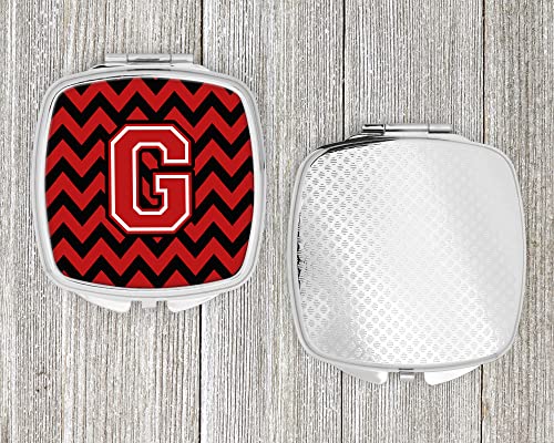 Caroline's Treasures CJ1047-GSCM Letter G Chevron Black and Red Compact Mirror Decorative Travel Makeup Mirror for Women Girls Gifts Pocket Makeup Mirror Folding Handheld - Image 4