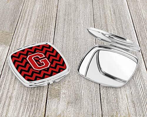 Caroline's Treasures CJ1047-GSCM Letter G Chevron Black and Red Compact Mirror Decorative Travel Makeup Mirror for Women Girls Gifts Pocket Makeup Mirror Folding Handheld - Image 3