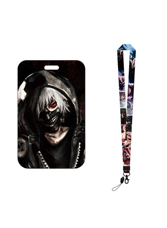 NIBEMINENT 1 - Piece Tokyo Ghoul Kpop Photo Card Holder Pendant Key Chain ID Badge Holder ID Card Holder Photo Card Protector for School ID Office ID Access Card for Women Girls