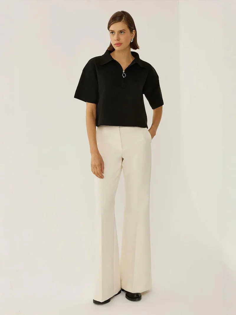 HICCUP Knitted Zipper Collar Top