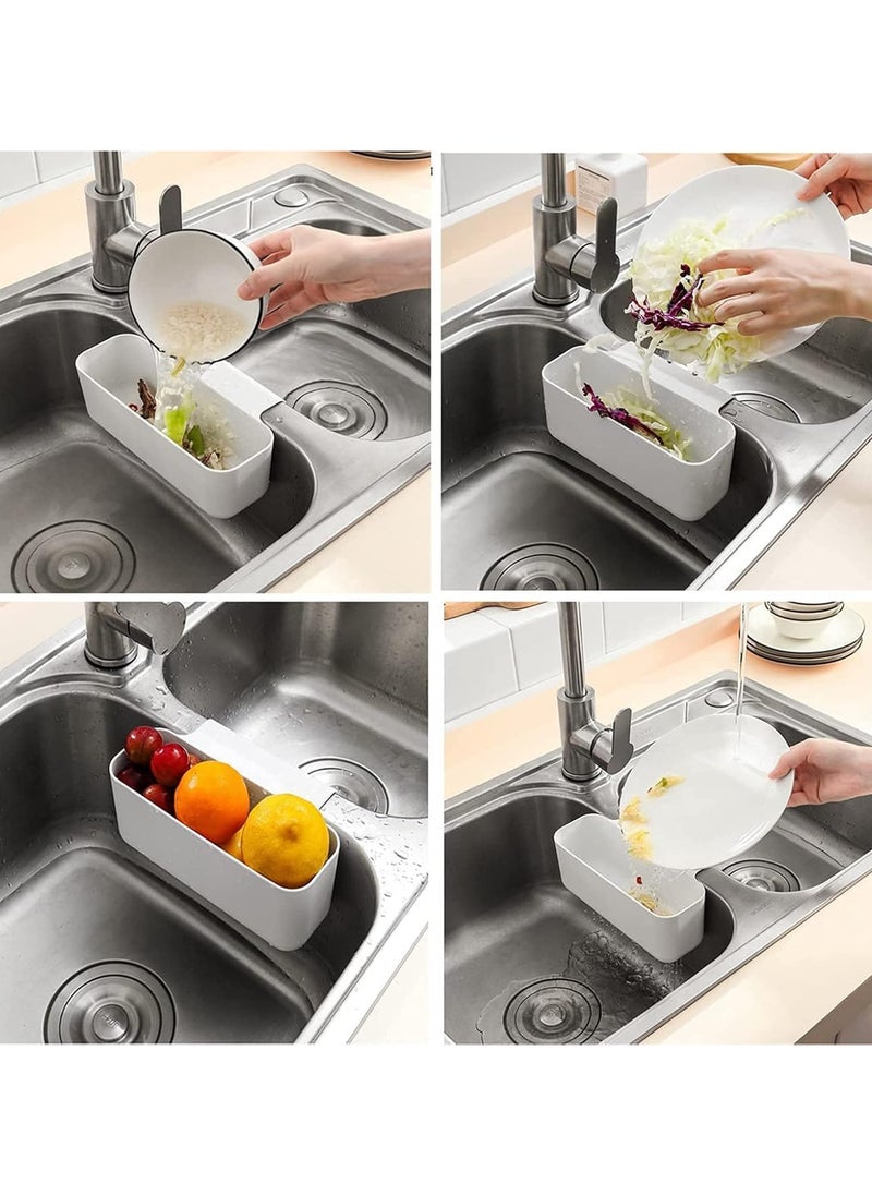 Festive Gallery Sink Drain Strainer Basket, Multifunction Kitchen Food Waste Leftovers Food Catcher Garbage Corner Sink Strainer, Multifunctional Drain Shelf for Food Catcher (WHITE)  - Image 3