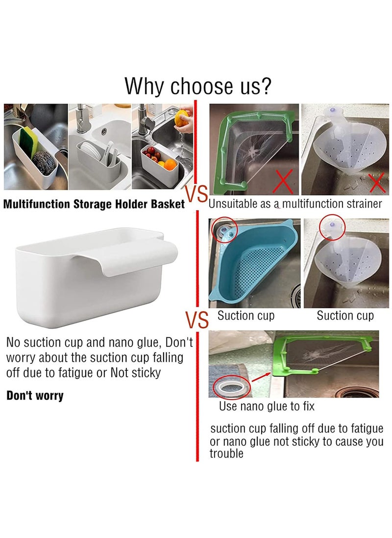 Festive Gallery Sink Drain Strainer Basket, Multifunction Kitchen Food Waste Leftovers Food Catcher Garbage Corner Sink Strainer, Multifunctional Drain Shelf for Food Catcher (WHITE)  - Image 5