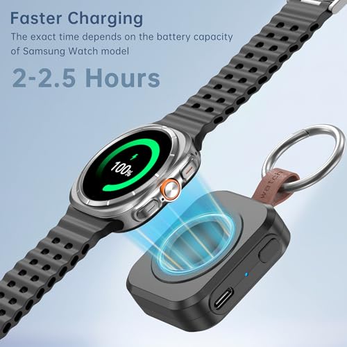 ACEQINGSE for Samsung Galaxy Watch Charger,1200mAh Portable Charger for Samsung Galaxy Watch 8/8 Classic/7/Ultra/6/6 Classic/5/5 Pro/4/3,Active 2/1 (Black) - Image 4