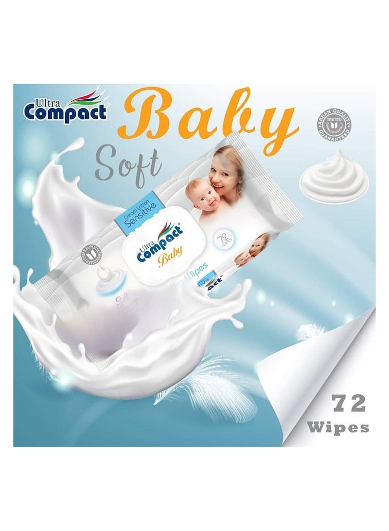 Ultra Compact Premium Sensitive Baby Wet Wipes: Creamy Softness, Gentle Care - 72pcs - Image 4