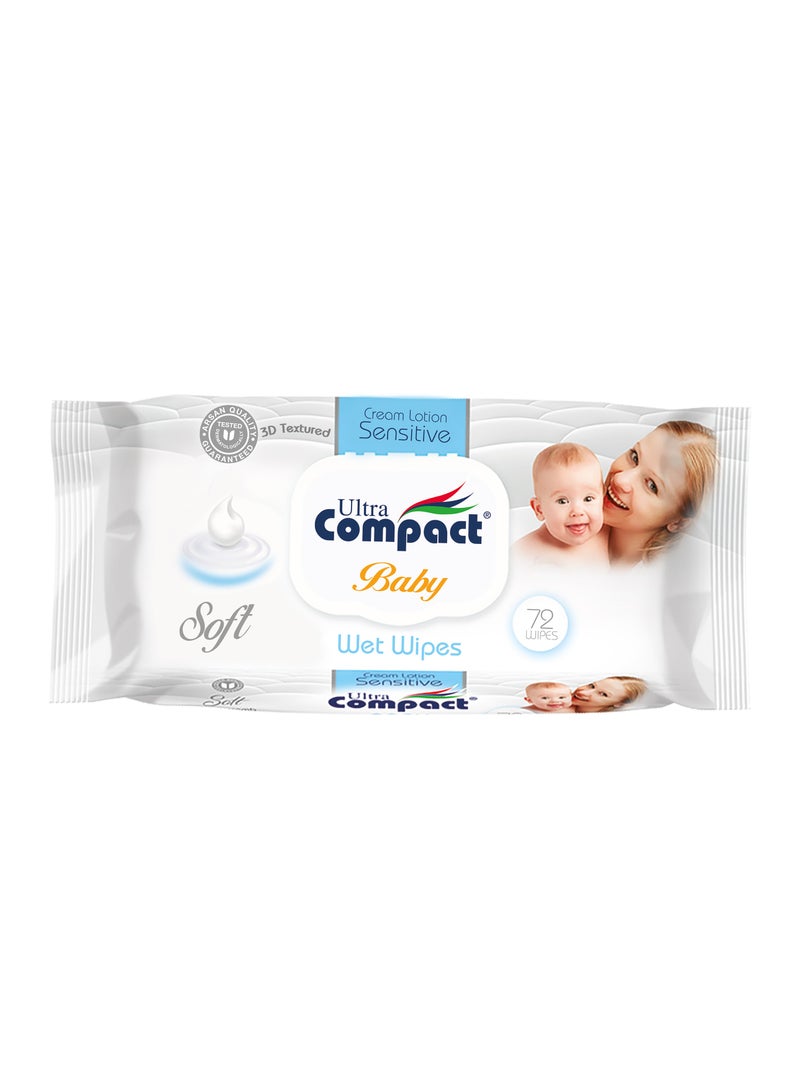 Ultra Compact Premium Sensitive Baby Wet Wipes: Creamy Softness, Gentle Care - 72pcs - Image 1