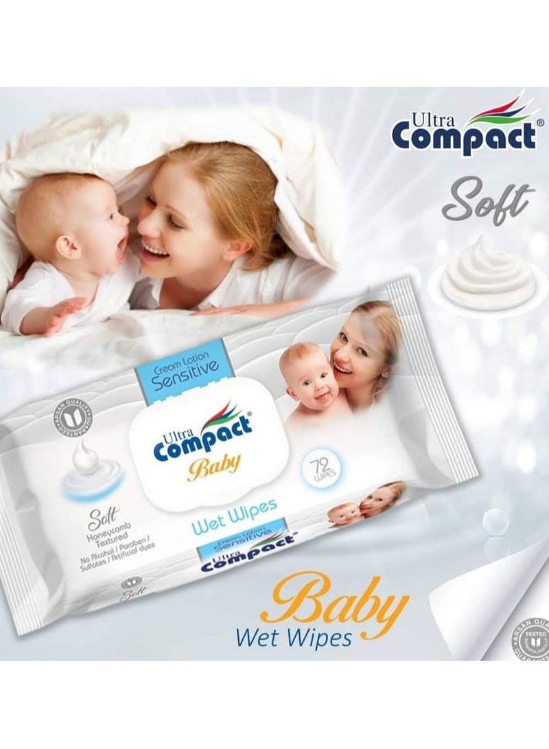 Ultra Compact Premium Sensitive Baby Wet Wipes: Creamy Softness, Gentle Care - 72pcs - Image 3