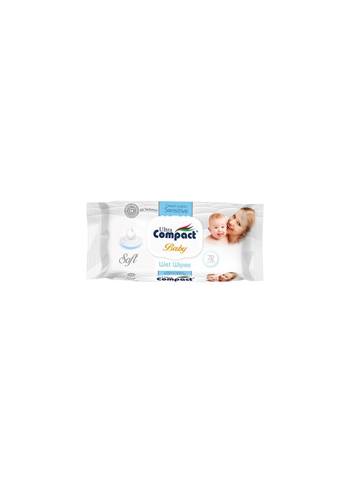 Ultra Compact Premium Sensitive Baby Wet Wipes: Creamy Softness, Gentle Care - 72pcs - Image 2