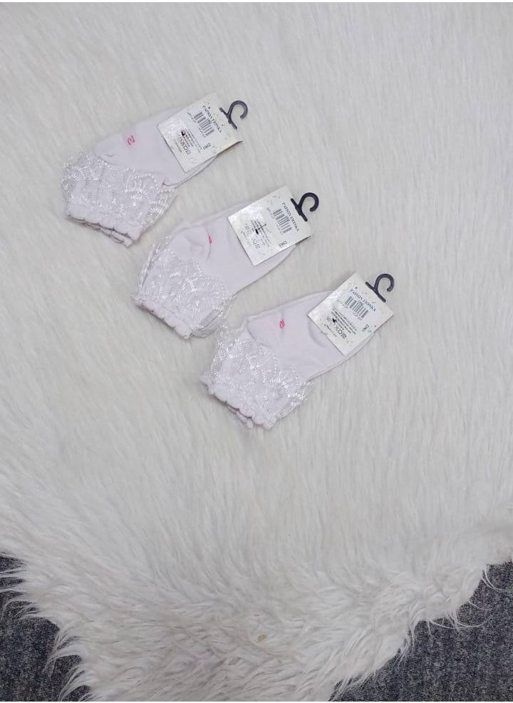 Generic Set of 3 Girls White Lace Socks  - Image 3