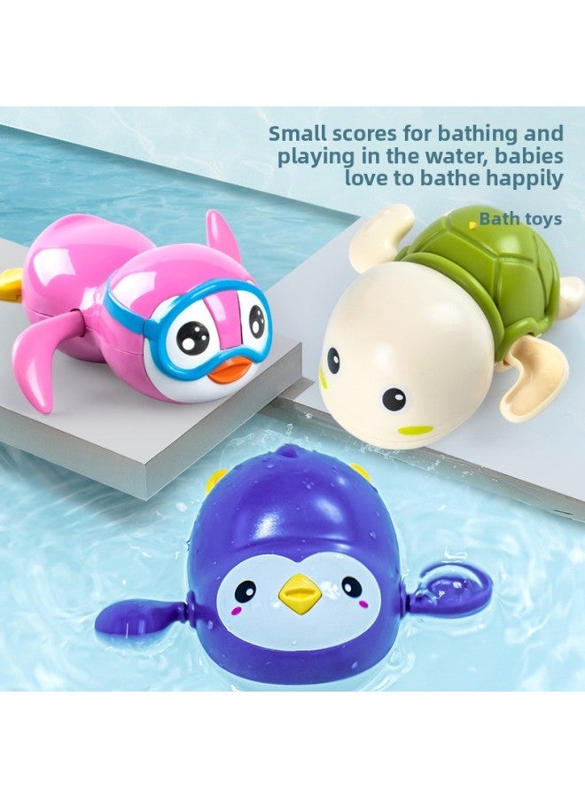 Children's Toys Boys And Girls Baby Bath Toys Water Swimming Little Frog Turtle Bathroom Toys Wholesale-Color:567 Hongzhi Swimming Penguin [black]