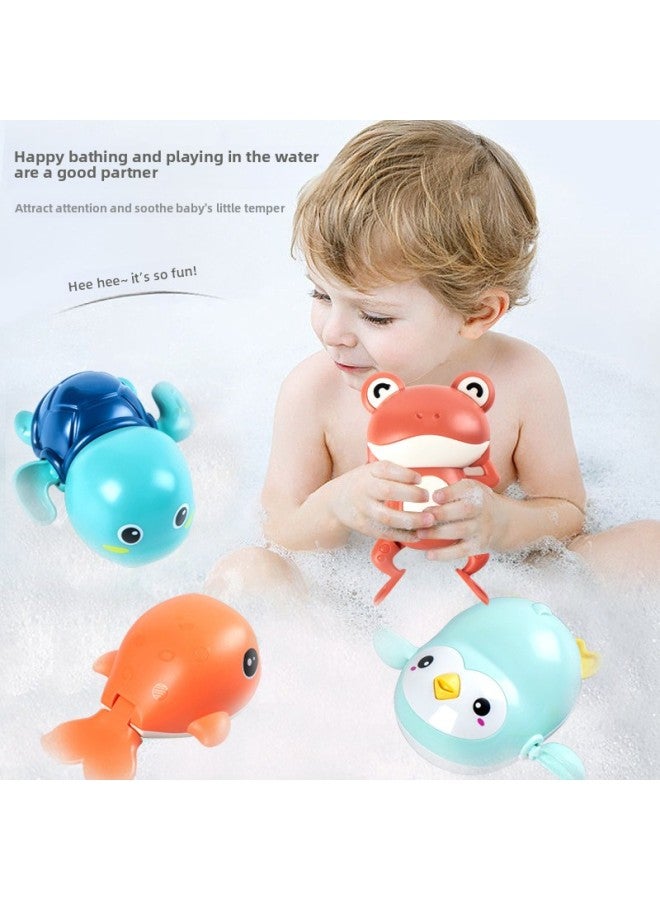 Children's Toys Boys And Girls Baby Bath Toys Water Swimming Little Frog Turtle Bathroom Toys Wholesale-Color:567 Hongzhi Swimming Penguin [black]