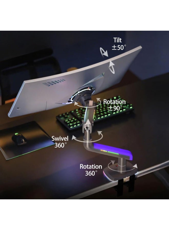 NB NORTH BAYOU RGB Adjustable Monitor Arm – Heavy Duty Desk Mount for 32–60 Inch Ultrawide Curved Screens - Image 2