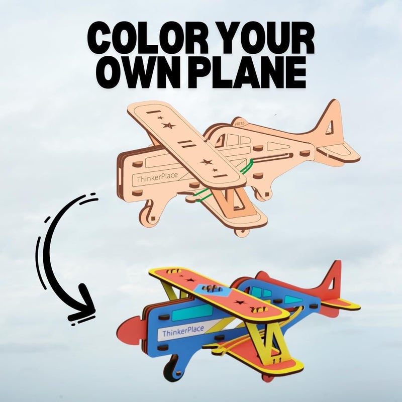 ThinkerPlace Fighter Plane for Kids | Build, Color & Play with a Working Fighter Plane | STEM Educational Toy for Kids Age 6, 7, 8+ Years | Science & Learning Toy - Image 3