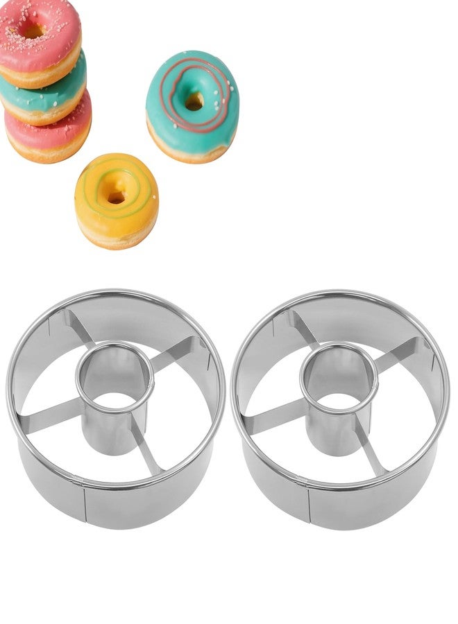 Litoexpe 2 Pcs Stainless Steel Donut Cutter 3.86 Inch, Professional Baking Tool Doughnut Cutters Mold for Making Perfect Cookies (Silver) - Image 1