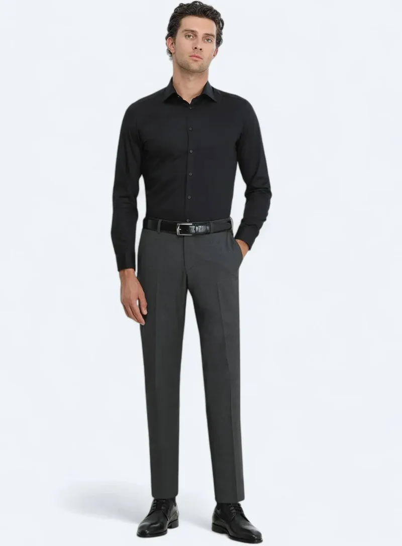Kip Black Plain Slim Fit Woven Classic 100% Cotton Shirt