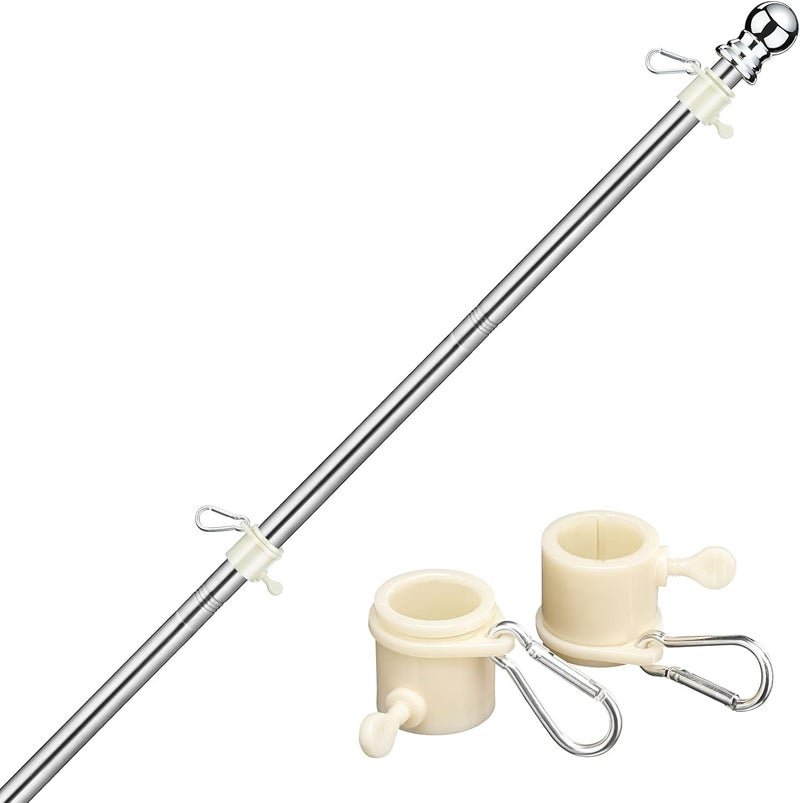 DIIG 6FT Flag Pole Kit,Stainless steel Heavy Duty American US Flagpole, Rustproof for Outdoor Garden Roof Walls Yard House(Without Bracket) - Image 1