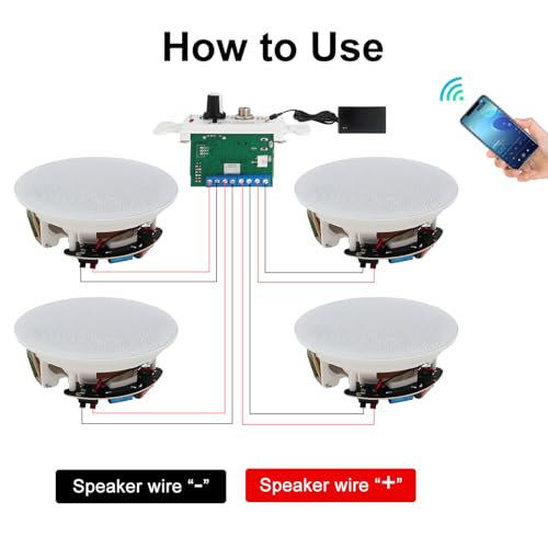 STUDIOFINIX 6.5 Inch Bluetooth Ceiling Speakers,600W 2-Way System with Wall Amplifier,for Home Theater, Living Room,Office,Kichten,Study Room,Basement,Covered Patio and Flush Mount (4 Speakers) - Image 2